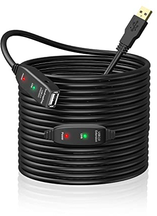 Cable de extensión USB de 5 m, 10 m, 15 m, 20 m, repetidor activo USB 2.0 macho a hembra, cables largos con repetidor de señal (30 m)