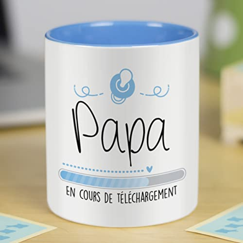 LA MENTE ES MARAVILLOSA - Keramisk Mugg Med Fras Och Teckning |Papa, en Cours de Téléchargement| 330 ml Originalpresent Till en Speciell Person, Kopp Kaffe och Te