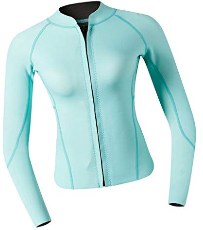 2 mm Neopren Damen Neoprenanzug Jacke Mantel zum Tauchen Schwimmen Cyan - M