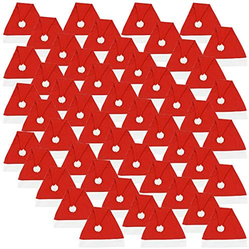 Ciffre 50 Stück im Set Weihnachtsmütze Nikolausmütze Winter Mütze Mützen Nikolaus Santa Rot M1