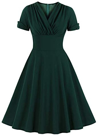 Wellwits Women's Wrap Work Cocktail Vintage Dress Christmas Green XL Plus