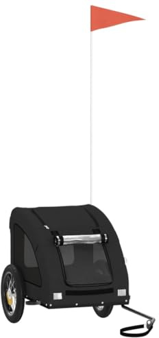 vidaXL Remorque de Vélo pour Animaux de Compagnie, Chariot à Vélo pour Chien avec Roues, Remorque de Vélo pour Animaux, Noir Tissu Oxford et Fer