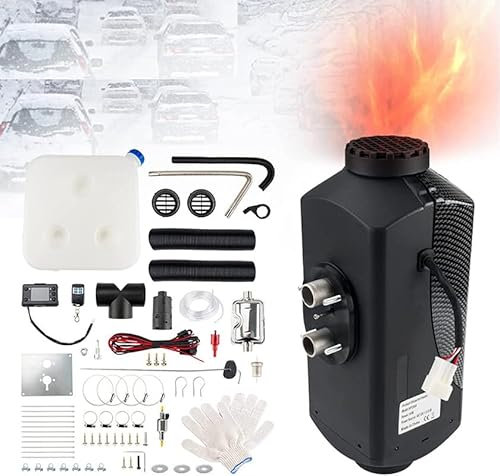 ShockFlo 12V 8KW Standheizung Diesel, Luft-Diesel-Heizung Diesel Lufterhitzer Air Diesel Heizung mit LCD Anzeige mit Fernbedienung mit Schalldämpfer für Auto RV Boote LKW Bus (Schwarz)