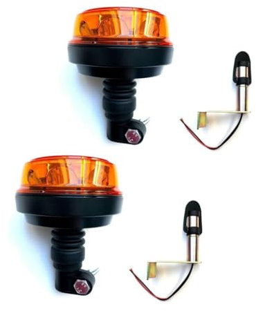 MelTruck® 2x LED Rundumleuchte 4 Blitzmuster Warnleuchte 12V 24V E9 für LKW PKW Traktor (Aufsteckrohr L)