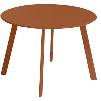 LOLAhome Mesa Auxiliar Marzia lacada Naranja Teja | Ø60x42 cm | De Acero con Revestimiento epoxi anticorrosión Interiores y Exteriores, jardín, terraza y balcón