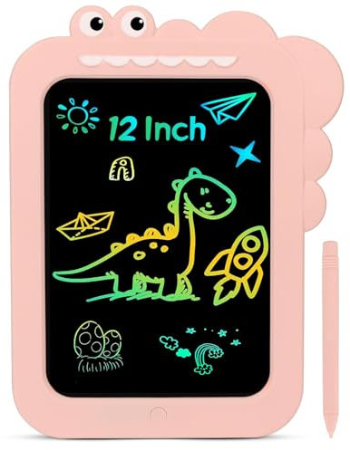 OWill Tavoletta Grafica per Bambini, Lavagna Magnetica da 12 Pollici con LCD per Disegno e Giochi (Rosa)
