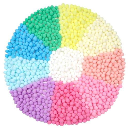 TOAOB 1000 Piezas Pompones Multicolor Decoracion Creativas de Color de 10 mm Bolas Mini Alta Elasticidad Conjunto de Pompones para Manualidades DIY Peluche Esponjoso