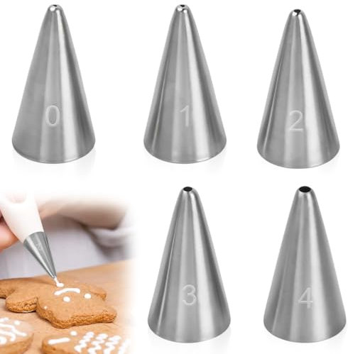 XUKZIMA 5 Pièces Kit Patisserie Professionnelle, Douilles à Pâtisserie en Acier Inoxydable, Accessoires pour Pâtisserie, Glacage Gateau pour Cupcake Muffins DIY