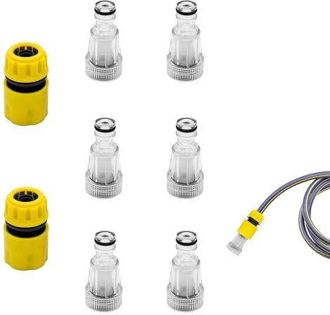 LONGHAO 6 + 2 filtros de agua para manguera de jardín, filtro de agua para jardín, manguera de jardín, filtro de agua, con 2 adaptadores rápidos, para limpiadores de alta presión, bomba de jardín,