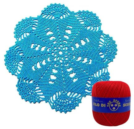 Centrino Rosso rotondo ad uncinetto in cotone 21 cm (7CN) - Made in Italy