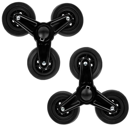 2 Pieza Ruedas para Carritos, Ruedas Carro, Ruedas Carro Compra, Carrito Rodante para Comestibles, Escaleras Accesorios para Carritos para Subir, Rueda Triangular para Subir Escaleras, Inoxidable