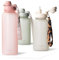 MAMEIDO Trinkflasche 1,5l mit Strohhalm & Zeitmarkierung als Trinkerinnerung, Wasserflasche auslaufsicher, Sportflasche BPA-frei, Gym Water Bottle, Flasche aus Tritan (Flamingo Pink, 1500ml)