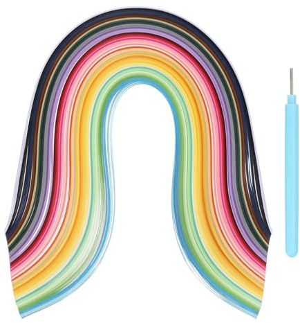 sourcing map Paper Quilling Kit, 21.3 Inch 5mm 50 Colors Paper Quilling Strips with Blue Pen for Beginners DIY Hand Crafts Teaching Tools Flower Decoration(Multi-Colored, Pack of 500)