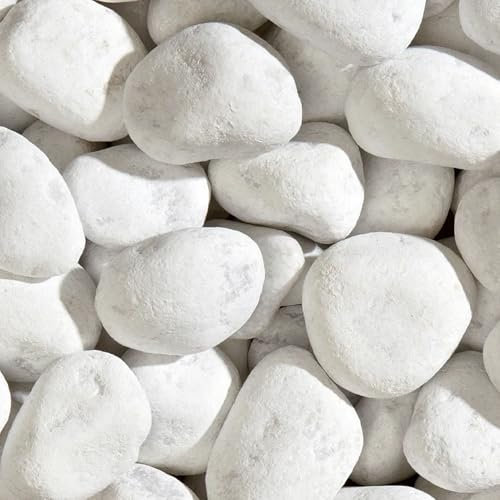 Generico Ciottoli Bianchi Carrara da Giardino, Pietre Decorative 40/60 mm, 20 kg, Bianco