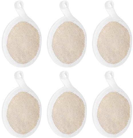 Guduling 6 Stück Luffa Schwamm,Loofah Sponge,Luffa Pad Gesicht,Body Scrubber Loofah für Männer und Frauen,Natürliche Luffaschwämm Pads für Sanftes Peeling und Reinigung