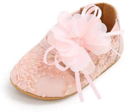 RVROVIC Baby Girl Moccasins Infant Princess Sparkly Premium Lightweight Soft Sole Prewalker Toddler Girls Shoes (0-6 Months,Floral Pink)