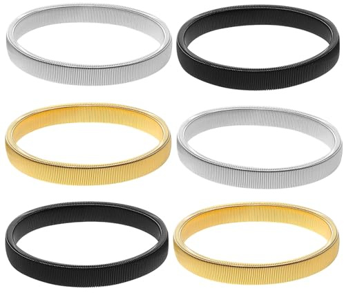 Lurrose Paquete de 6 Ligas Elásticas para Mangas de Camisa Correas Ajustables y Brazaletes Metálicos, Ideales para Hombres y Mujeres en Entornos Laborales y Cotidianos
