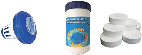 Kit Mantenimento Acque Piscina intex Dispenser Dosatore + 1 Kg Pastiglie Tripla Azione