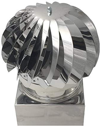 Comignoli girevoli, fumaiolo girevole, cappello eolico per camini in acciaio inox, base quadrata (27x27 cm)