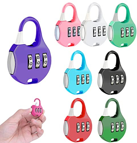 THETAG Juego de 8 Cerraduras Pequeñas con Números de 3 Dígitos Reajustables, Candado de Combinación para Maleta, Equipaje, Escuela, Armarios, Gimnasios, 8 Colores