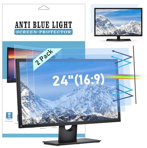 LAMA 2 PACK 24 Inch Blue Light Blocking Screen Protector, 24 Computer Monitor Screen Filter (WxH: 20.9*11.73), Anti Blue Light/Anti Glare/Anti-UV/Eye Protection/Reduce Eye Strain(24 16:9)