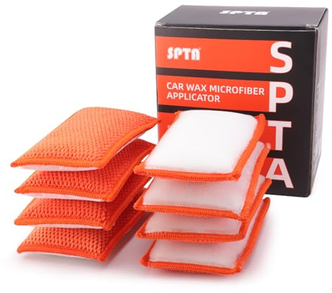 SPTA Almohadillas aplicadoras de Cera para Coche, 8 Piezas de Esponja de Limpieza de Microfibra para Coche, Esponja de fregado Interior de Cuero for Coche, Herramientas de Limpieza Interior de Coche