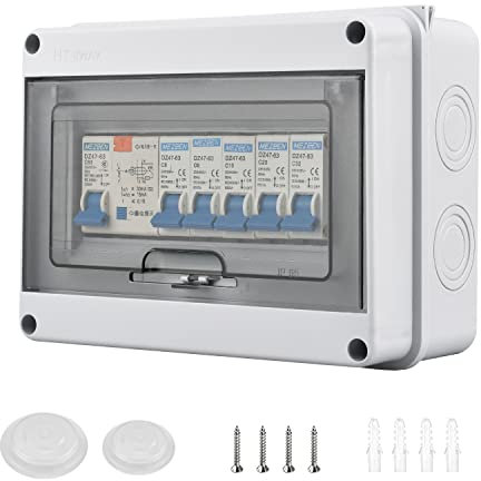 Boîte à Fusibles Apparente IP65, avec Interrupteur Pneumatique 5 Voies 2x6A+1x10A+1x20A+1x32A, Tableaux à Disjoncteurs Electriques 63A, pour Une Utilisation Intérieure et Extérieure