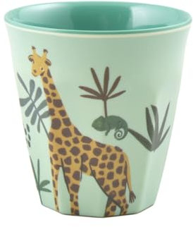 ReWu Becher Jungle Animal Print Blau Trinkbecher Melamin Geschirr Trinkbecher Tier Motiv Spülmaschinenfest Picknick Camping Hellblau BPA-Frei Bruchsicher 160ml