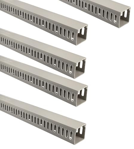 Jandei - Lot de 5 gouttières fendues pour câbles, organisateur de bureau, revêtement en PVC, couleur grise, longueur 40 cm (40 x 40 mm)