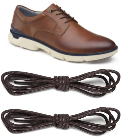 UamGlsob Runda tunna skosnören ø2 mm för Oxford/läder/män/ceremoni/eleganta stövlar, hållbara vaxade snören för formell användning, Mörkbrunt, 39/100cm