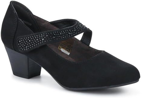 Pavers Wide fit Cone Heeled Mary Janes - Black Size 7