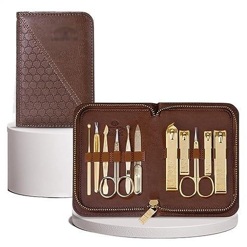 YQINQIN83B Nagelknipser-Set Maniküre-Set, professionelles 11-in-1-Nagelknipser-Set, Edelstahl-Maniküre-Set mit luxuriösem PU-Lederetui, scharfes Nagelpflegeset for Männer Maniküre-Pediküre-Set
