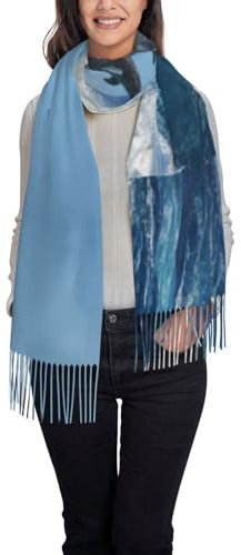 Poadnly Großer Tümmler, Großer weicher Kaschmir-Schal, Wickelschal, Fransenschal, leichte Stola, 197 x 72 cm