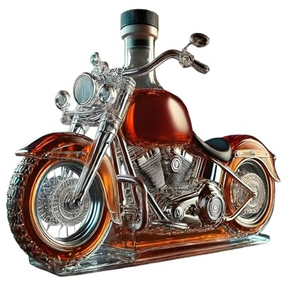 Masoog Decanter in Vetro per Whisky da Motociclista | Decanter per Vino in Vetro - Originale Bottiglia per Bevande per Uomini, Padri, Amanti delle Moto, Cucina Familiare, Whisky, Vodka, Liquori