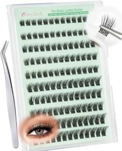 Obeyalash Ciglissime Press E Go Autoadesive 130pcs Cluster Lashes Ciglia Press and Go Ciglissima Wispy C Curl 8-14mix No Glue Eyelashes Self Adhesive Eyelash Natural Stick On Lash Resuable (YLB09)