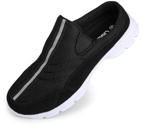 riemot Mens Breathable Mesh Mules Shoes Lightweight Slip on Mule Black 11 UK/45 EU