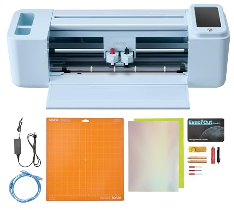 VEVOR Macchina da Taglio per Vinile 305 mm Plotter da Taglio Vinile con Controllo Touchscreen, Kit Termovinile Accessori per Biglietti Fai-da-te Sistema Compatibile Android iOS Mac Windows, Colore Blu