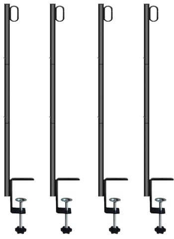 Outdoor String Light Poles 4 Pack 41 for Garden Backyard Deck Fence Railing Eaves，Hanging Bird Feeders, Lanterns, Wind Chimes, Flower and Plant Baskets (4)