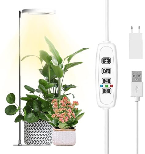 IMVSINCERE Lampes de Culture pour Plantes d'Intérieur, Lampe Plante Spectre Complet, Hauteur Réglable avec base,Minuterie Automatique 3/9/12H, 10 Niveaux de Luminosité,160MM,72LEDS