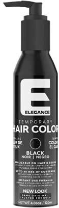 Elegance Semi-Permanent Hair Color, 4.05 Oz, 120ml, Temporary Hair Color for Beard and Hair, Peroxide and Amonia Free, Up to 48hrs of Coverage (Black)