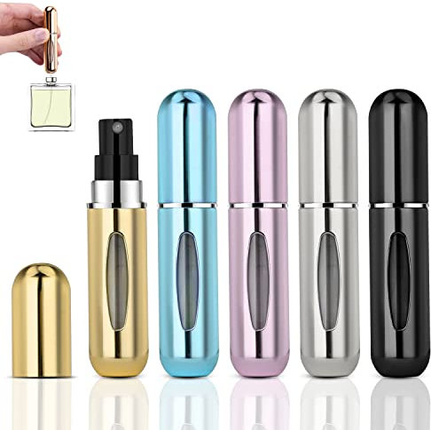 ACWOO 5 PCS 5ML Perfume Atomiser Bottles, Refillable Fine Mist Spray Bottles, Mini Travel Perfume Atomizer, Underfill Empty Travel Bottle Portable Purse Spray Bottle for Men and Women