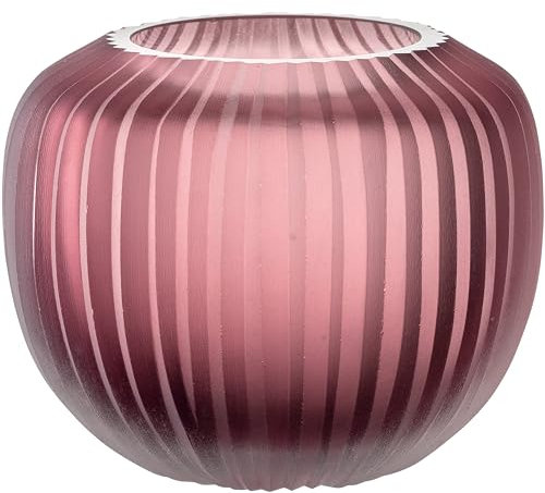 Leonardo Bellagio 036445 - Vaso a sfera colorato in vetro di alta qualità con esterno in rilievo, realizzato a mano, altezza 10 cm, diametro 11 cm, colore: Berry