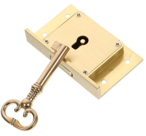 VILLCASE Möbel Schubladenschlösser Schrank Schubladenschlösser Schwerlast Türschloss Briefkasten Schloss Schrankschlösser für Erwachsene Messing Vitrine Golden Vintage Schloss für Schrank