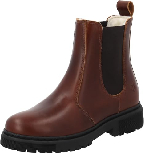 Palado Stivaletti Chelsea da donna Alicudi – stivaletti imbottiti da donna – eleganti scarpe invernali in vera pelle – comodi stivali invernali con tacco, cognac, 38 EU