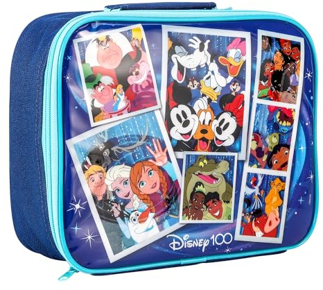 Disney 100 Rectangular Insulated Lunch Box Bag for Boys and Girls, Perfect Size for Packing Hot or Cold Snacks for School and Travel, BPA Free