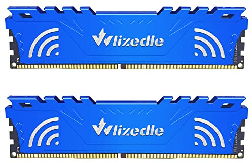 Wlizedle DDR4 RAM 32GB Kit (2x16GB) 2666MHz CL19 U-DIMM Desktop Memory PC4-21300 288-Pin 1.2V 1Rx8 Non-ECC Unbuffered PC Computer Sdram Sticks Module Upgrade, Blue