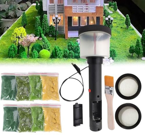 Mini Flocado Césped Estático, Mini Aplicador 4 Colores Para Máquina Flocado 8 Césped Estático 2 Aplicador ABS Cubierta Red Con Mango Antideslizante Para Modelado Escénico Bricolaje Modelado Mesa Arena