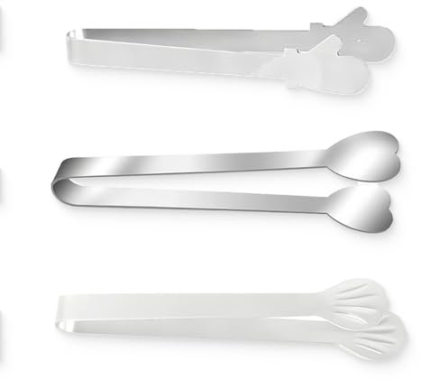 OQKAHIV 3 PCS Pinze per zucchero, ghiaccio e servire in acciaio inossidabile, lucidato, argento