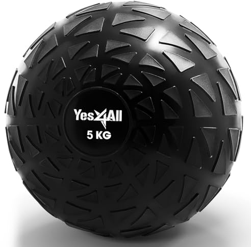 Yes4All FQ6L Dynamic Slam Balls 5 kg, Shiny, Medicine Ball Sand Filled No Bounce Exercise Ball, Suitable for Workout and Strength Training