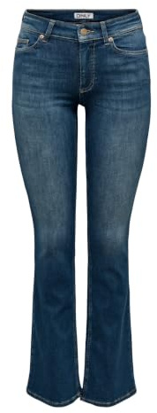 ONLY Femme Onlblush Mid Flared DNM Rea260 Noos, Bleu Foncé Denim, L / 34L EU